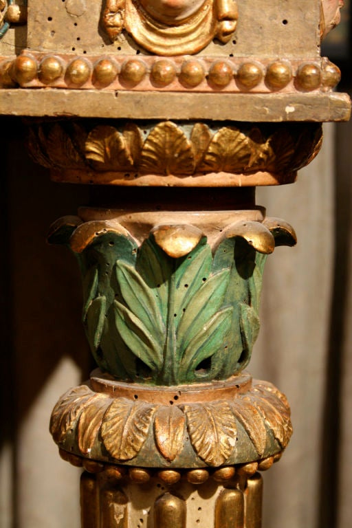 18th Century and Earlier Italian Neoclassical Carved and Gilt Polychrome Console Table, circa 1780 For Sale