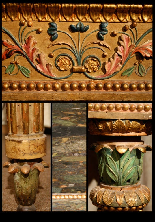 Italian Neoclassical Carved and Gilt Polychrome Console Table, circa 1780 For Sale 3