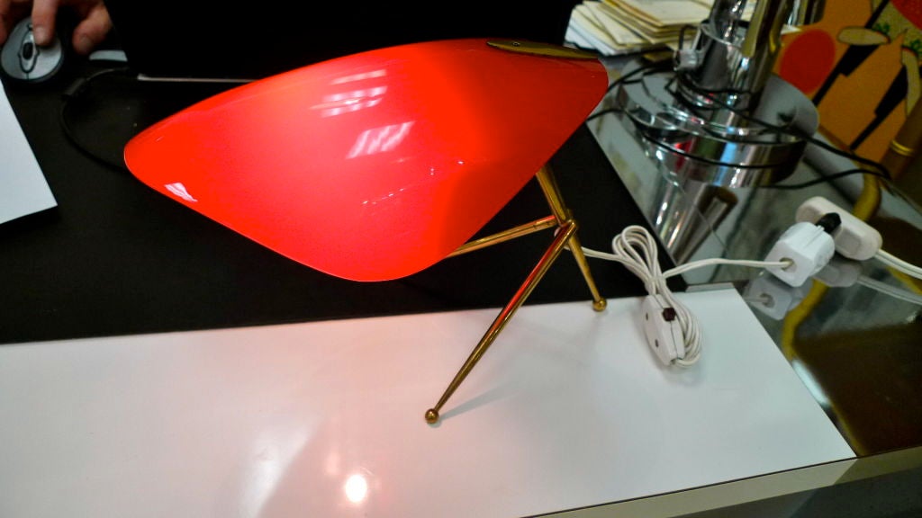Tripod Lamp with Articulating Red Plexi Reflector 3