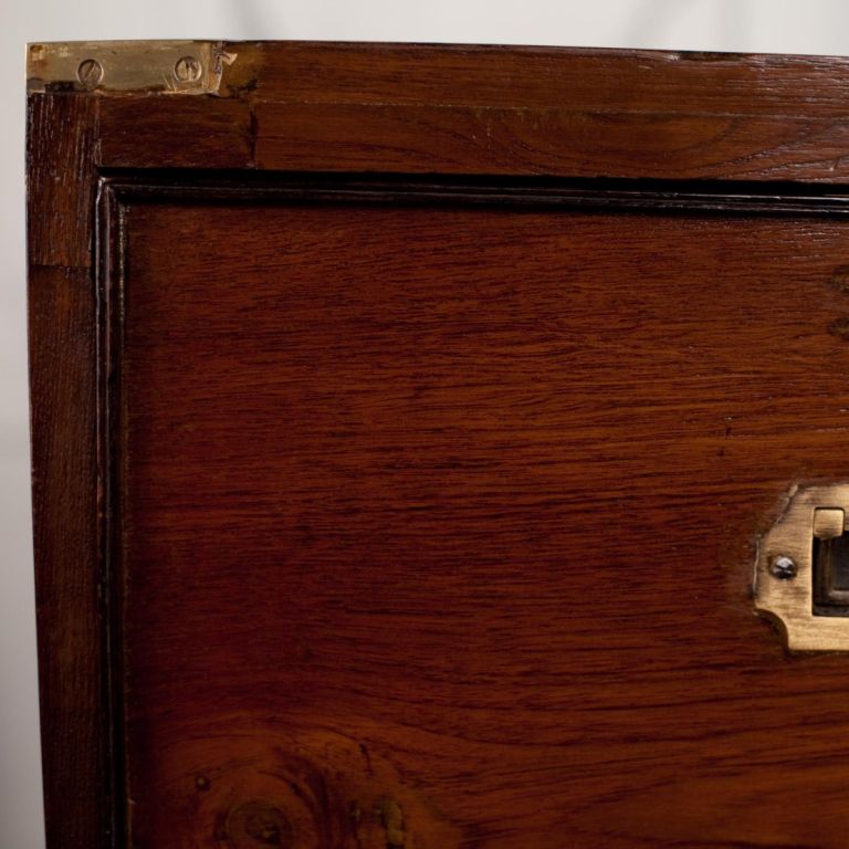 Anglo-Indian British Campaign Chest of Drawers in Teak 1