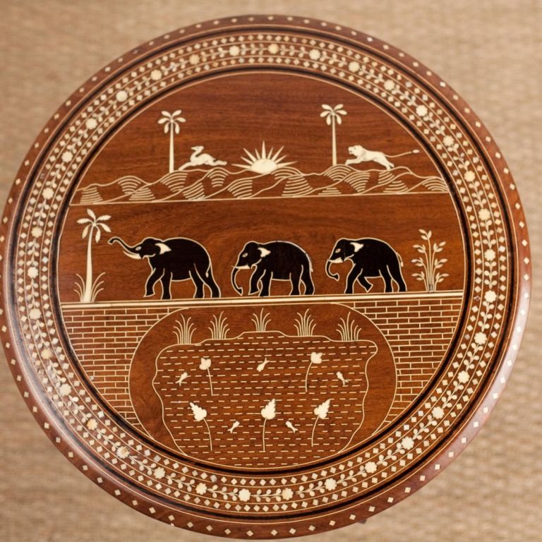 Anglo-Indian Rosewood Side Table with Elephant Detailing 1