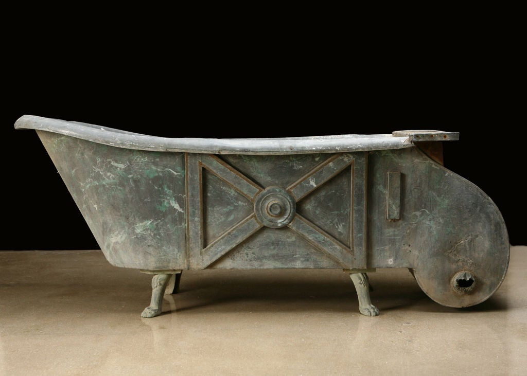 19th Century Hungarian Antique Zinc Bathtub marked 
