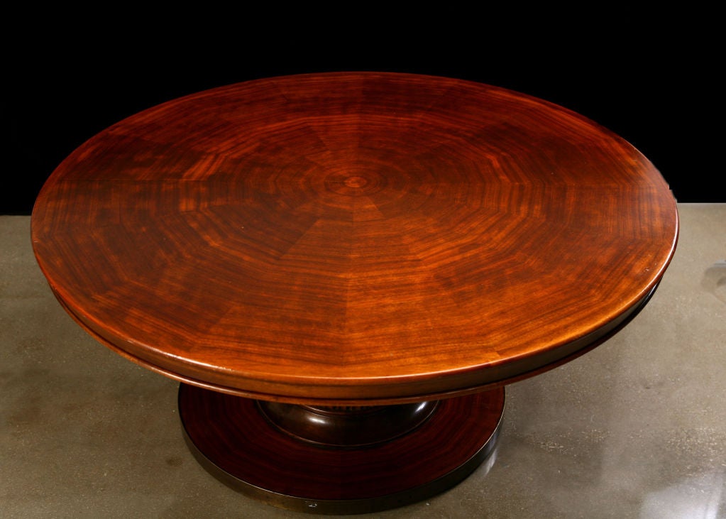 Mid-20th Century Belgian Art Deco Mahogany Round Table