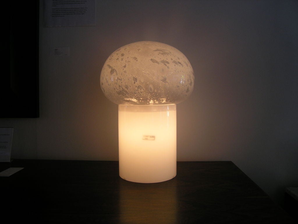 Murano Glass Pair of White Murano Table Lamps
