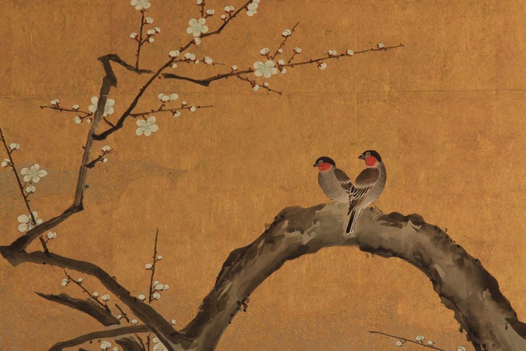 19th Century Japanese Painted Fusuma Door Panels