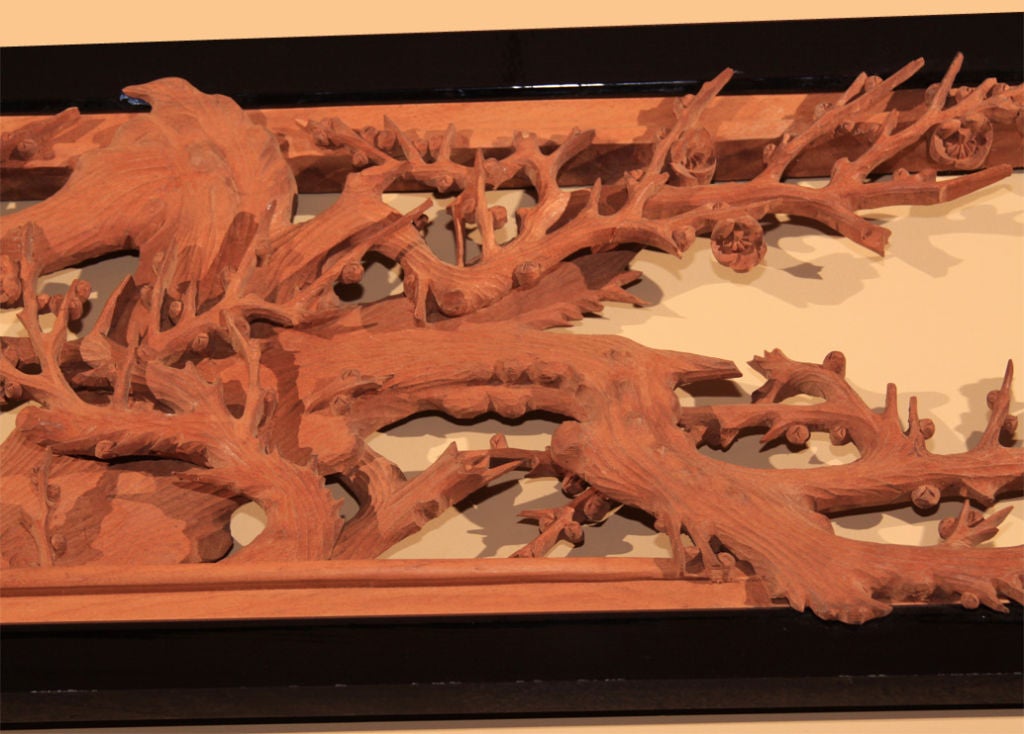 Japanese Carved Wood Architectural Transom 1