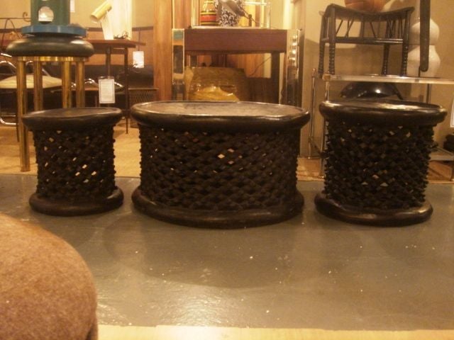 20th Century Ebonized African Cameroon Drum Stools in a selection of sizes