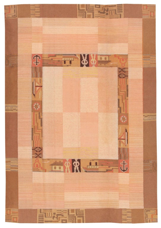 Antique Swedish Art Deco Kilim Rug / Carpet