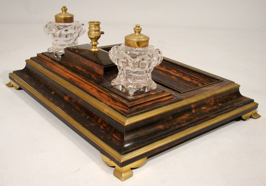 Fine Rosewood Brass Inkstand