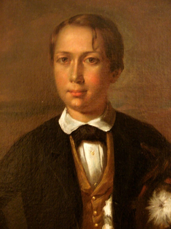 American Oil Painting of Boy and Pony