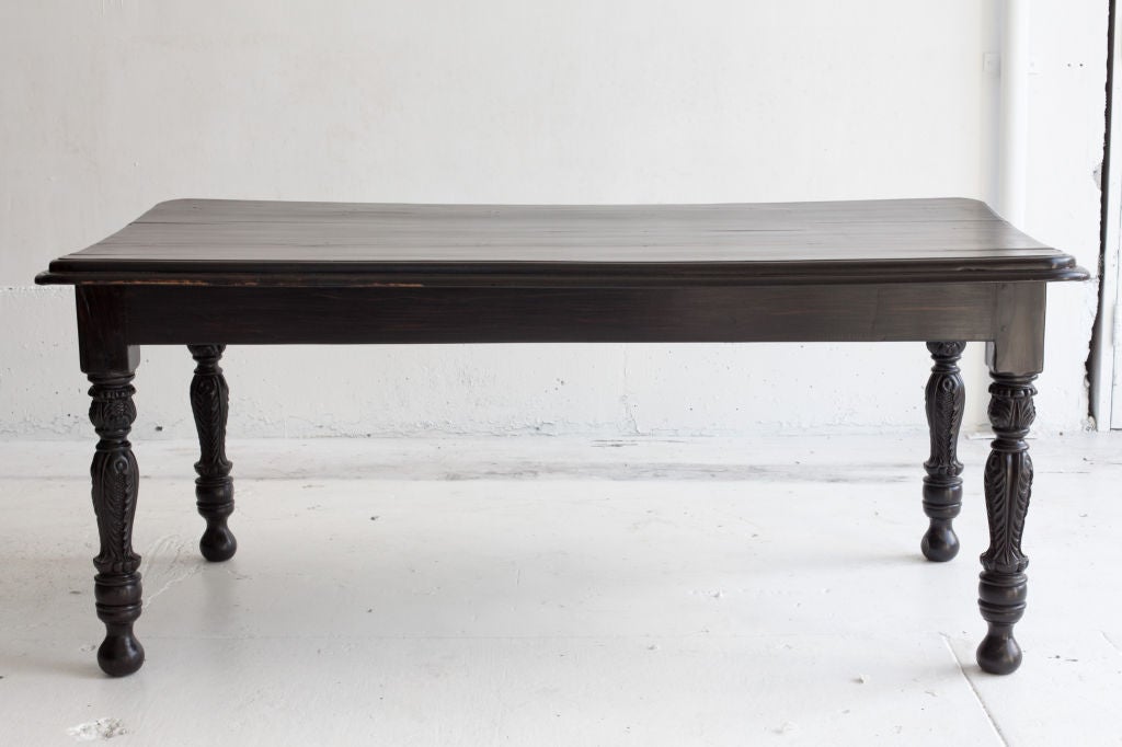 Anglo-Indian Solid Ebony Dining Table or Desk 4