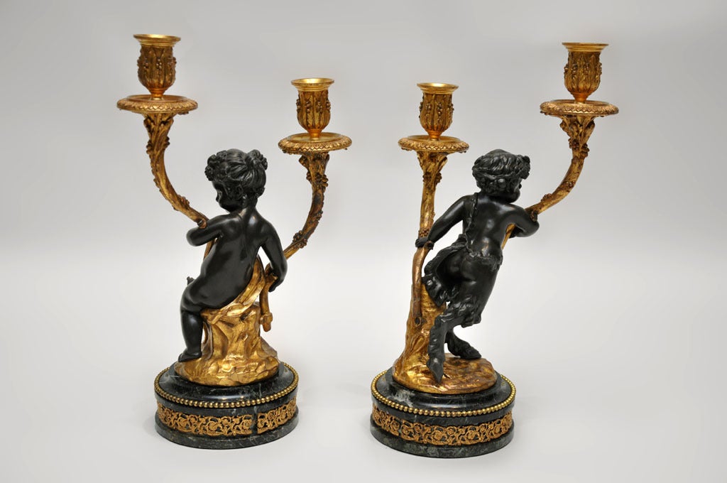 clodion pair of infant satyrs