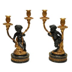 Pair of Bronze Candelabra Depicting Infant Dionysus Bacchus and Infant Satyr 4