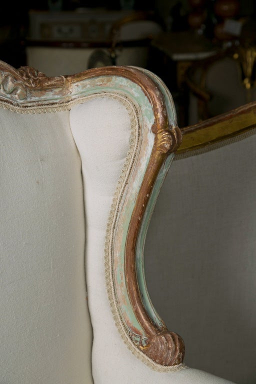 Mid-20th Century Pair of Painted French Rococo Style Bergere Chairs