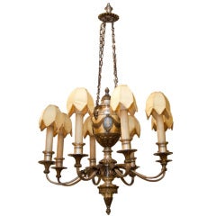 Antique Silvered and Gilt Metal Neoclassical Style Chandelier