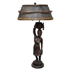Custom African "Basket  Woman" Lamp