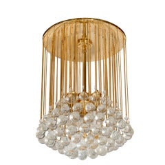 Exquisite Gold Plated Waterfall Chandelier w/ Suspended Crystals