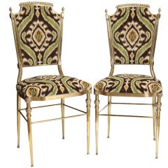 Rare Pair Louis XVI Style Brass Chiavari Chairs