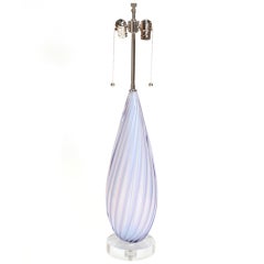 Vintage Pale Lavendar Murano Glass Table Lamp