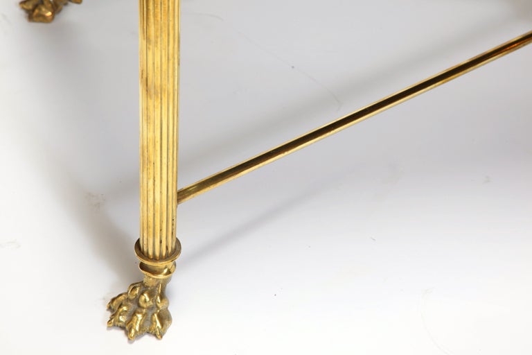 Mid-20th Century French Brass Lion Paw Cocktail Coffee Table