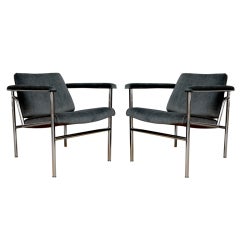 Pair of Chrome and Mohair Chairs