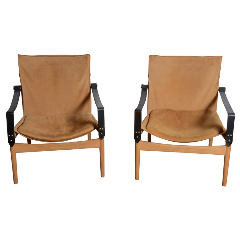 Pair of Hans Olsen 1960s Safari chairs For Sale