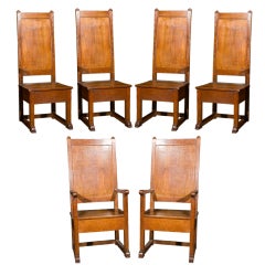 Set of 6 English oak chairs, C. 1900