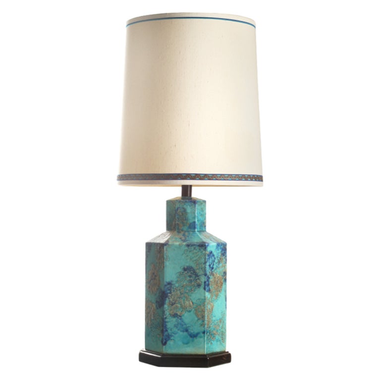 Aqua Italian Ceramic Lamp For Sale