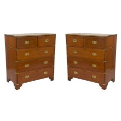 Matching Pair of Tall Campaign Chests