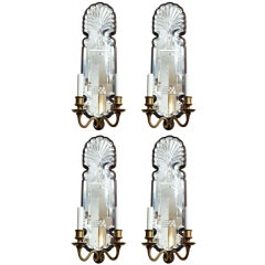 Vintage A pair of English Queen Anne Style Two Light Wall Sconces