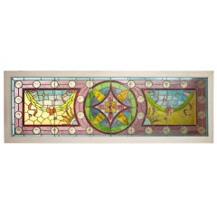 Large Antique Leaded Stained Glass Window 1