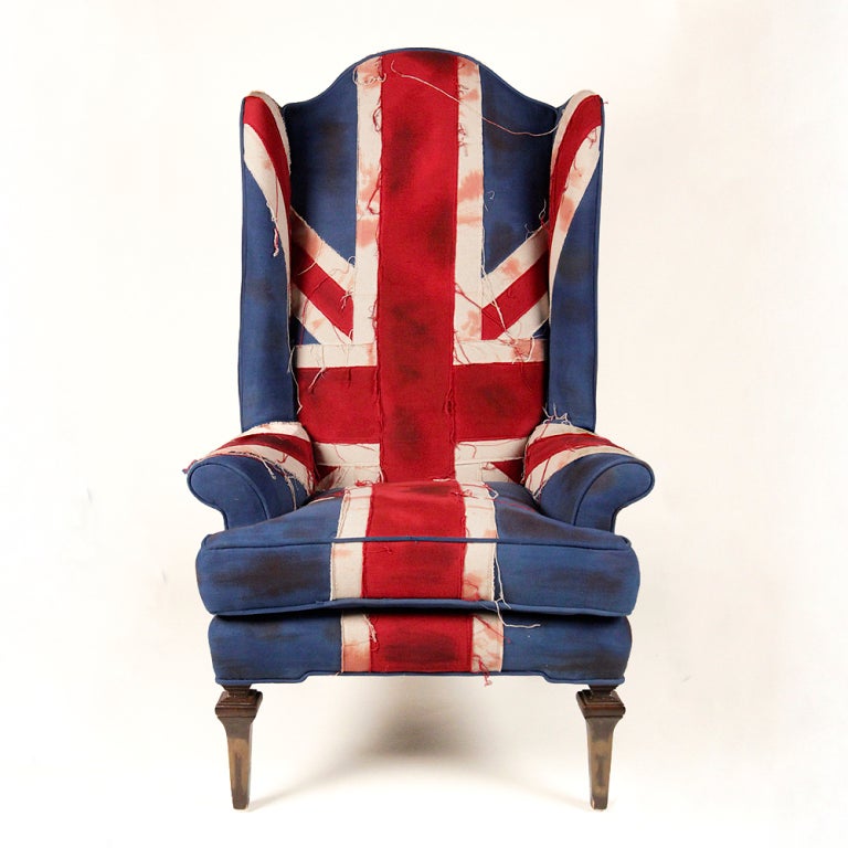 A brand new voici! custom made creation! Our Limited Edition Union Jack is hand died and hand stained with environment friendly fabric. All hand stitched by local artisans. It has two nifty pockets tucked on each side of the chair for hidden