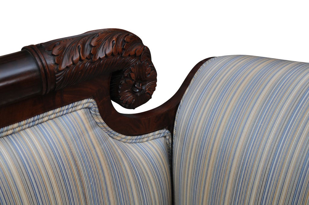 American Hand Carved Mahogany Sofa, Settee, 19th Century 1