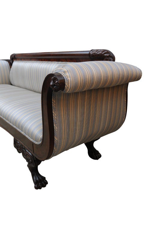 American Hand Carved Mahogany Sofa, Settee, 19th Century 3