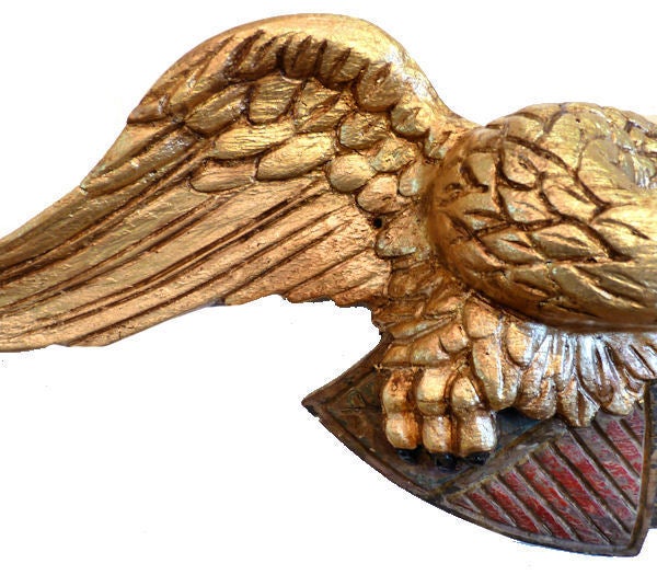 Hand-Carved Antique Carved & Gilded Nautical Folk Art American Spread Eagle For Sale
