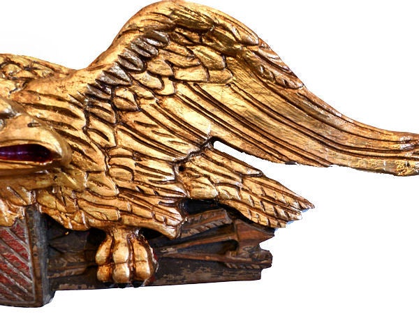 19th Century Antique Carved & Gilded Nautical Folk Art American Spread Eagle For Sale