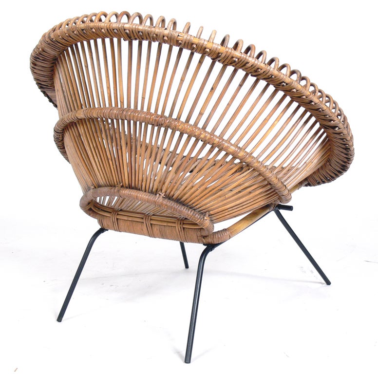 Sculptural Italian Modern Rattan Scoop Chair 1
