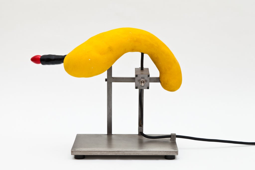 American Red Black Yellow Table Lamp For Sale