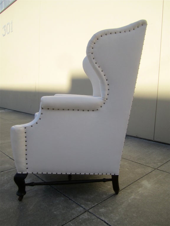 Gorgeous Wingback Chair on Castors In Excellent Condition In San Francisco, CA