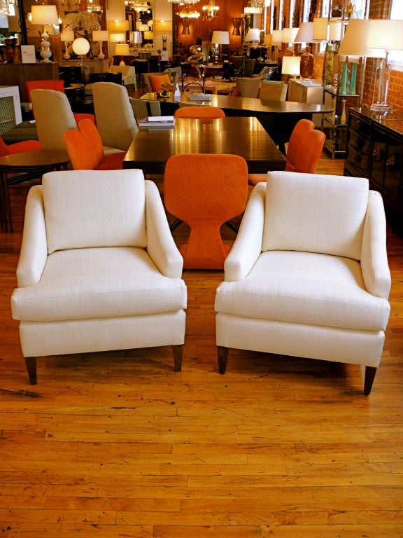 Mid-20th Century Gracious Mid Century Sloped Arm Club Chairs