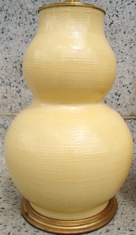 American Pair of Vintage Roy Hamilton Double Gourd Ceramic Table Lamps