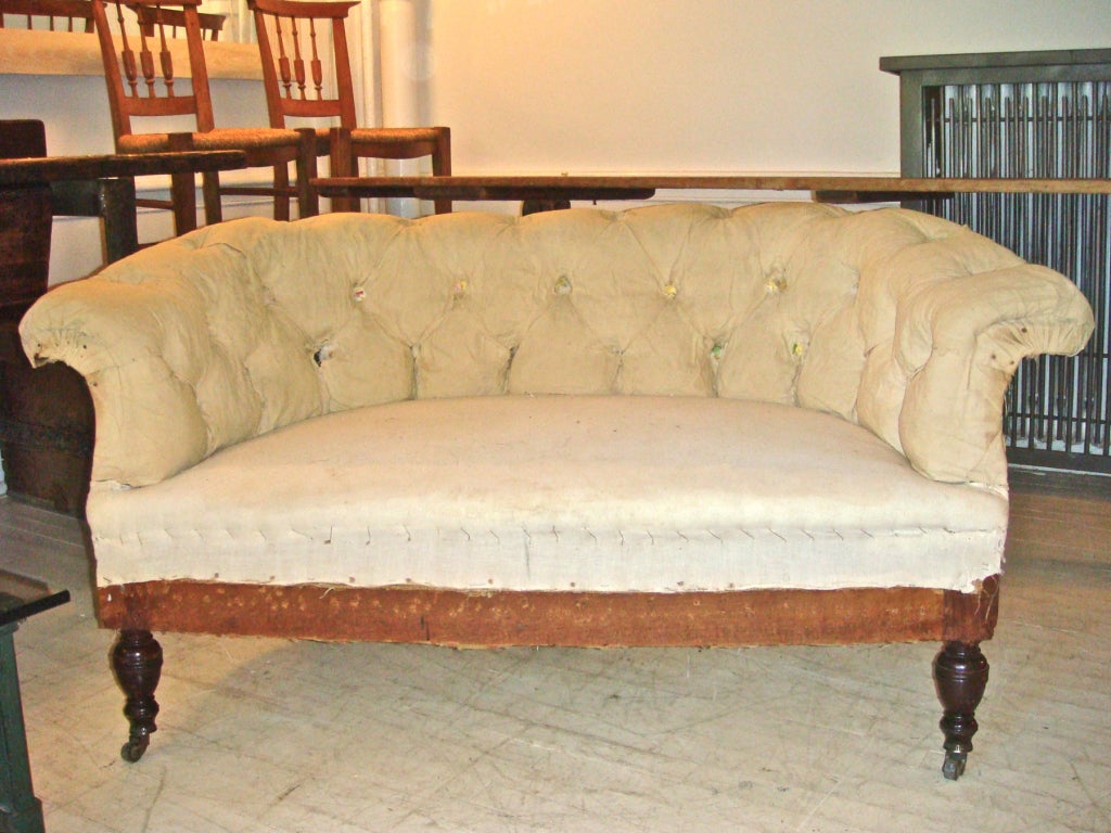 French Tufted Settee-Stripped