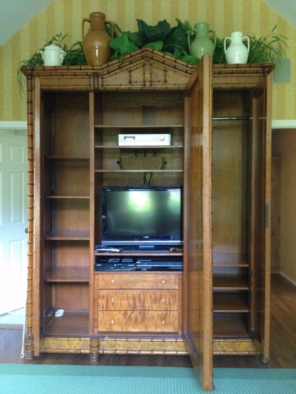 19th Century Faux  Bamboo Armoire by Horner Brothers