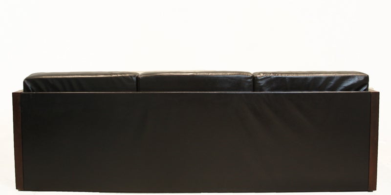 Brazilian Forma Brazil Midcentury Macaranduba and Leather Wrapped Sofa For Sale