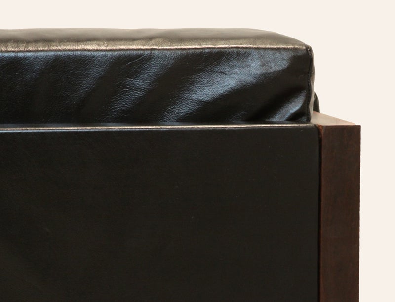 Forma Brazil Midcentury Macaranduba and Leather Wrapped Sofa For Sale 2