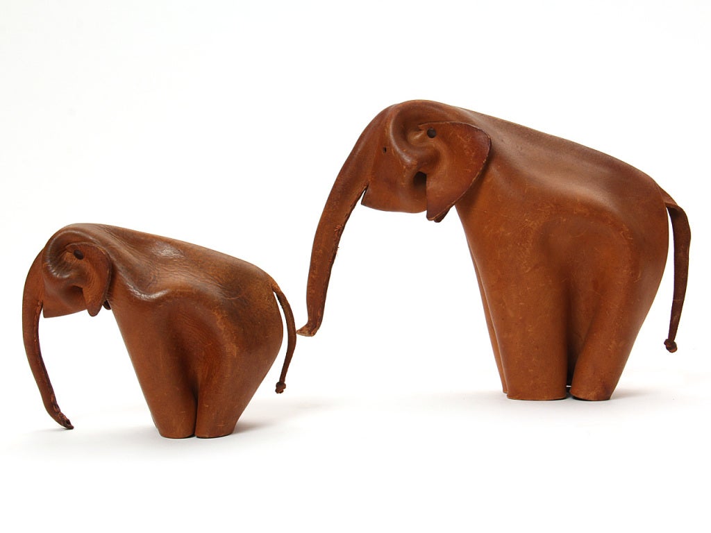 Mid-20th Century Leather Elephants