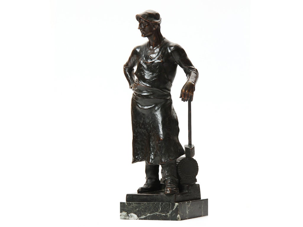 Sécession viennoise Sculpture de forgeron en bronze d'Adolph Joseph Pohl en vente