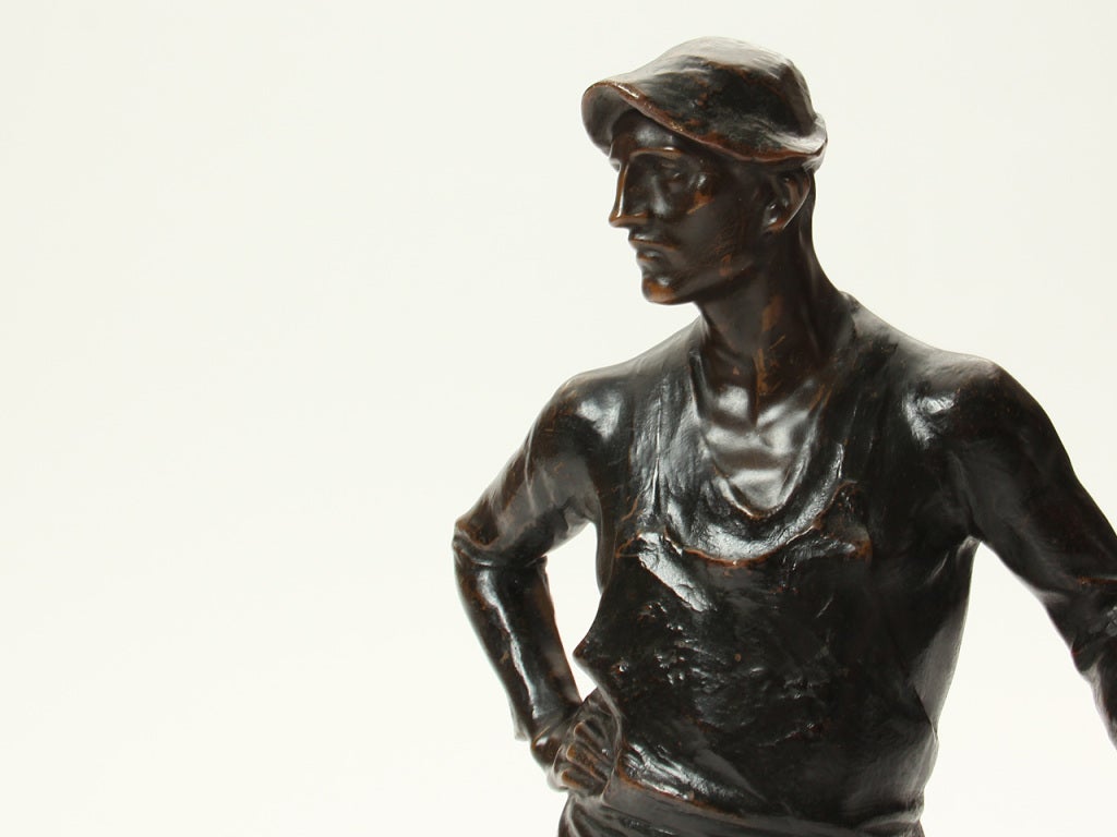 Austrian Bronze Blacksmith Sculpture by Adolph Joseph Pohl For Sale