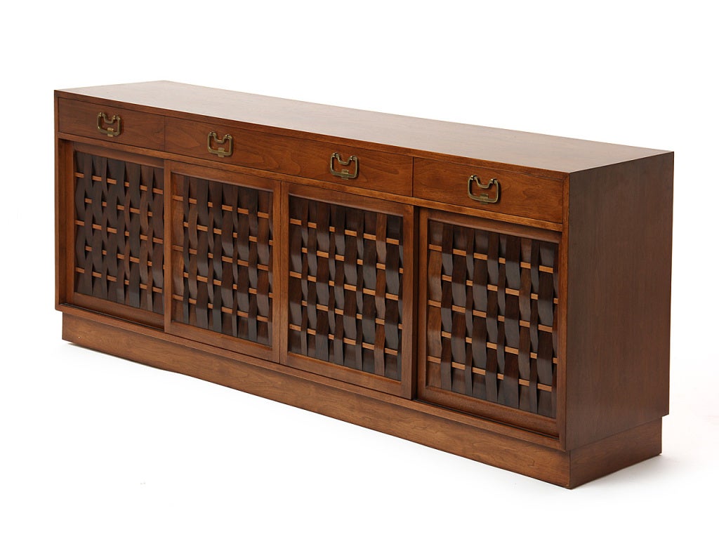 Mid-20th Century Rare Woven Front Credenza by Edward Wormley For Sale