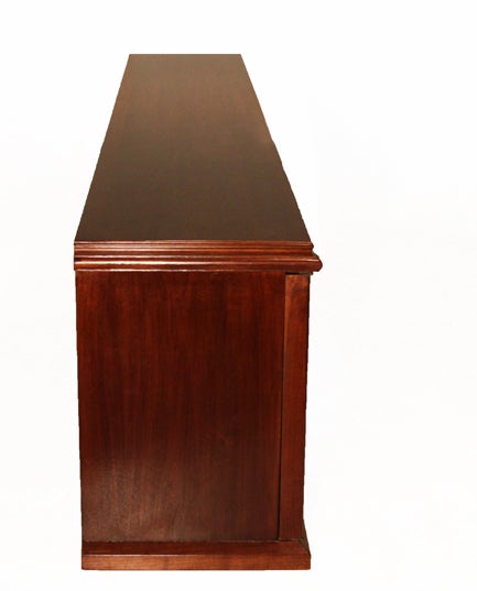Monumental  Monteverdi-Young Walnut Cabinet with Ebonized Clover Motif In Good Condition For Sale In Los Angeles, CA